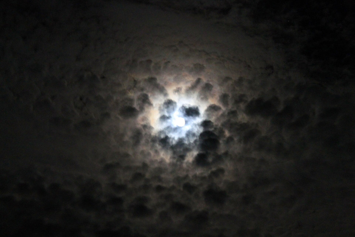 Full moon behind clouds on Mid-Autumn Festival night