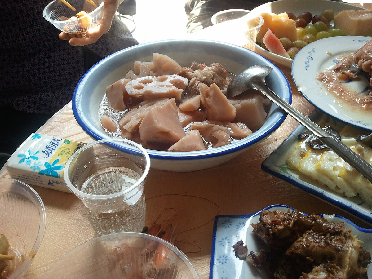 Lotus root soup, Hubei style, a savory dish made from the same lotus plant used in lotus tea