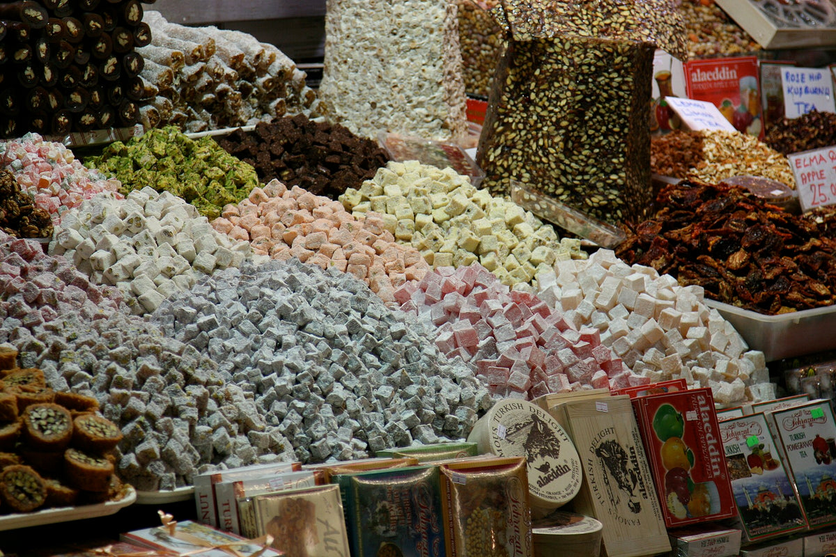 Rose water flavored Turkish delight, a classic rose petal recipe