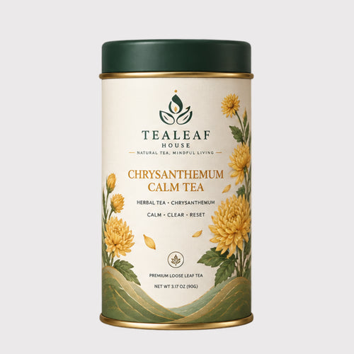 Chrysanthemum Calm Tea tin - herbal tea with chrysanthemum blossoms